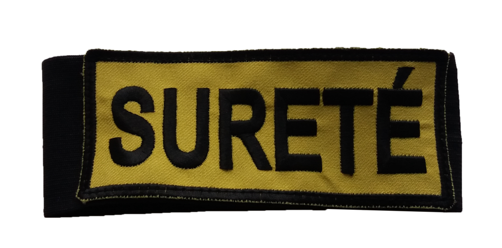 Brassard SURETE jaune réglable par scratch