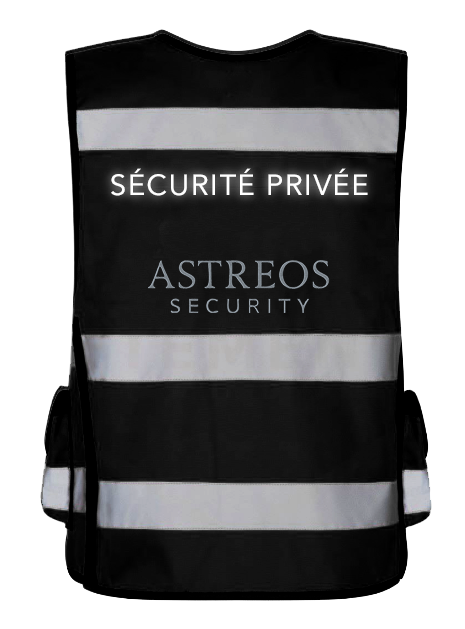 Gilet tactique Noir brodée Astreos réglementé Sécurité Privée