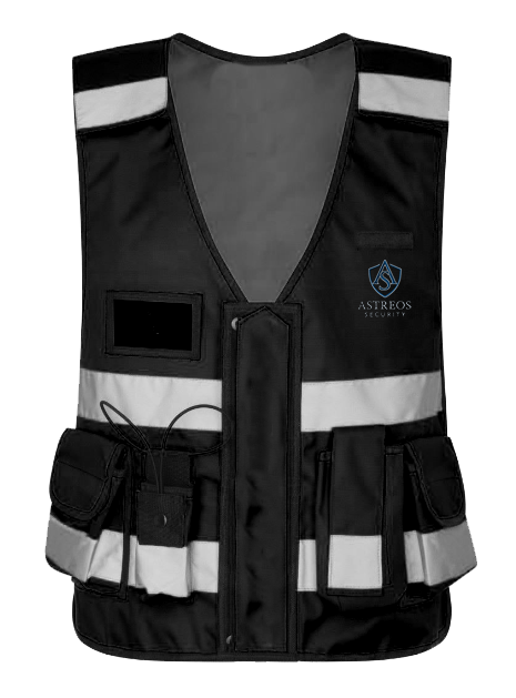Gilet tactique Noir brodée Astreos réglementé Sécurité Privée